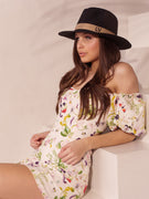 Straw Hat Deluxe Black With Beige Strap