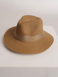 Straw Hat Deluxe Brown With Beige Strap