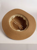 Straw Hat Deluxe Brown With Beige Strap