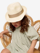 Straw Hat Deluxe Kids Off-White With Beige Strap