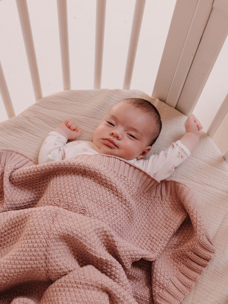 Couverture en tricot Vieux Rose