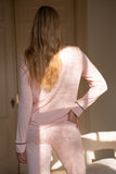 Pyjama Modal Pink Long Black Piping