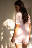 Pyjama Modal Rosa Schwarzem Paspel