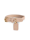 Collier pour chat en cuir beige