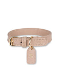 Collar de cuero beige para perro