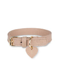 Collar de cuero beige para perro