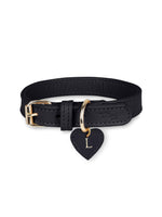 Collar de cuero negro para perro