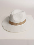 Straw Hat Deluxe Bright White Beige Strap