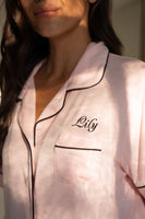 Pyjama Modal Rosa Schwarzem Paspel