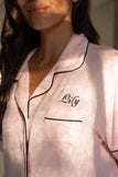 Pyjama Modal Rosa Schwarzem Paspel