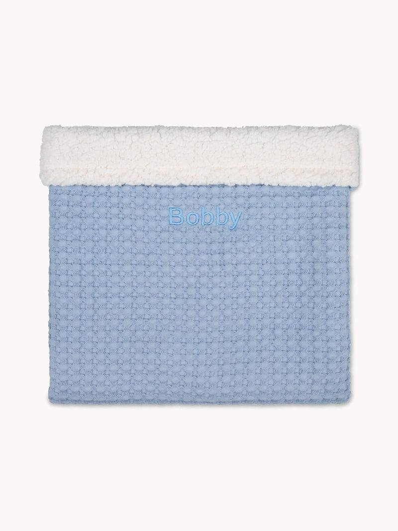 Manta Waffle Teddy Azul Cielo