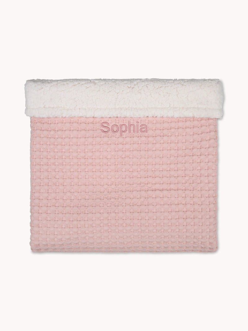 Waffle Teddy Blanket Blush Pink
