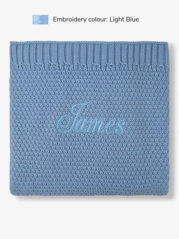 Couverture en Tricot Bleu Clair