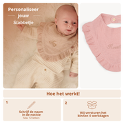 Gepersonaliseerd Hydrofiel Slabbetje met Ruffle, 8 Kleuren, Naam Geborduurd, Zachte Bandana Slab, Perfect Kraamcadeau