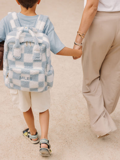 Sac à Dos Grand Motif Blocs Bleu