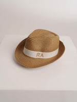 Straw Hat Deluxe Kids Brown With White Strap