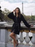 Kimono Sequins Midnight Black