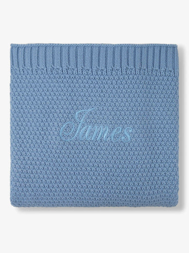 Couverture en Tricot Bleu Clair