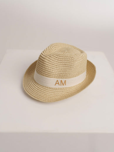 Straw Hat Deluxe Kids Cream With White Strap