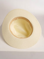Chapeau de Paille Deluxe Blanc cassé Avec Lanière beige