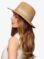 Straw Hat Deluxe Brown With Beige Strap