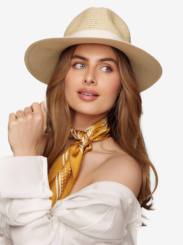 Straw Hat Deluxe Cream With White Strap