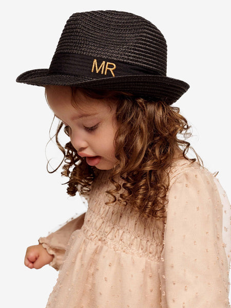 Straw Hat Deluxe Kids Black With Black Strap